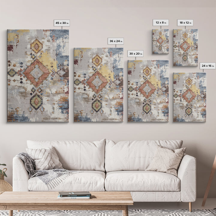 Tribal Neutral Pattern Framed Canvas Print, Boho Art, Printable, Living Room Decor, Fine Art, Bohemian, Abstract Wall Art, BOH-2x3-46