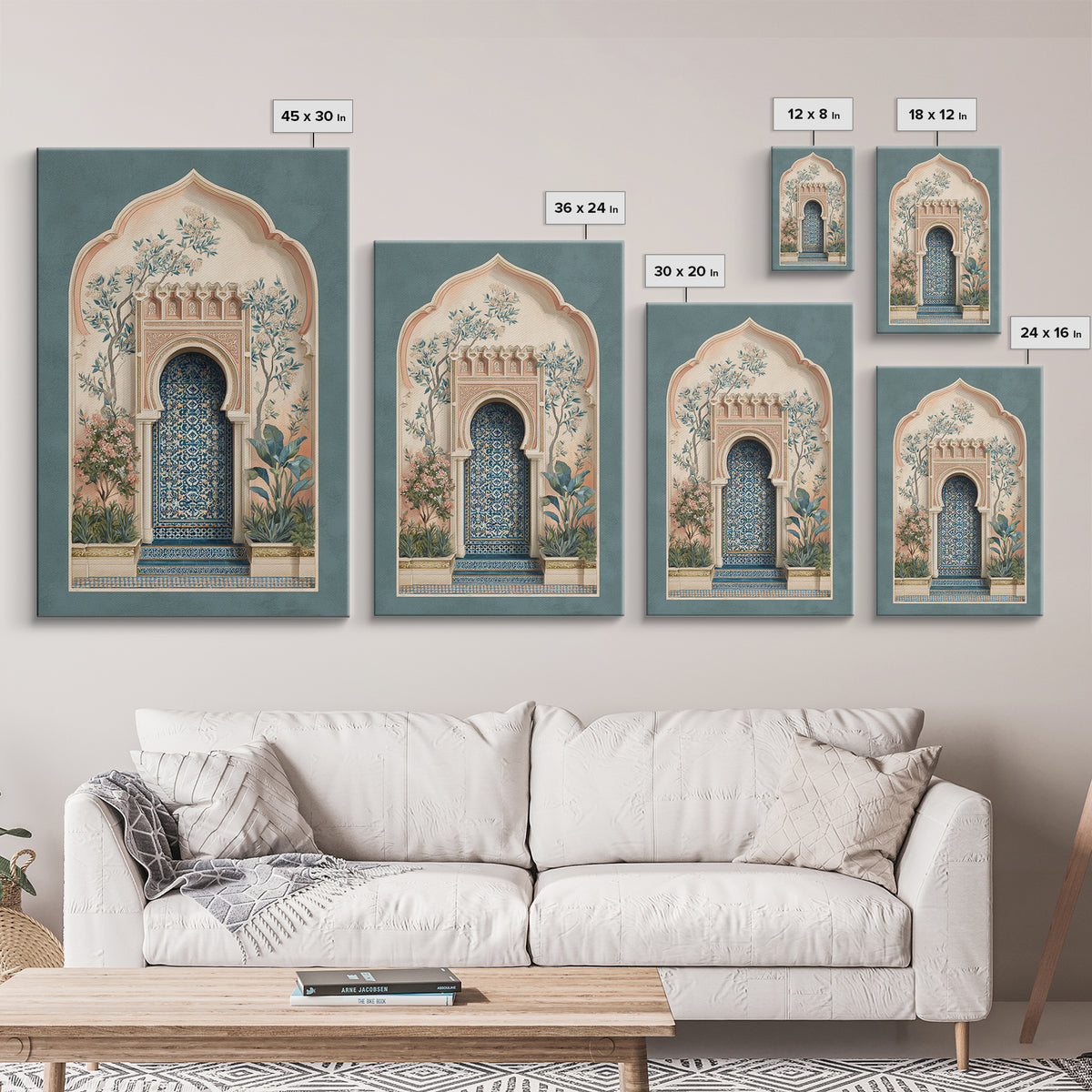 Hand Painted Moroccan Arch Framed Canvas Print, Boho Art, Living Room Decor, Oil Painting, Bohemian, Gallery Decor, BOH-2x3-51