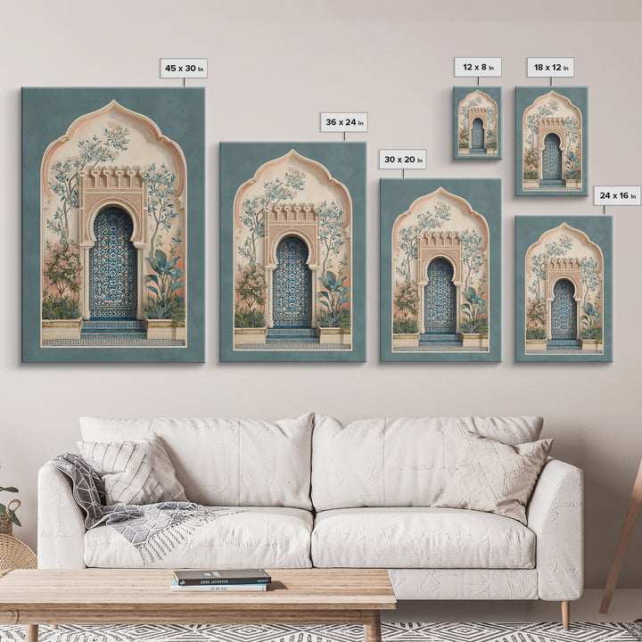 Hand Painted Moroccan Arch Framed Canvas Print, Boho Art, Living Room Decor, Oil Painting, Bohemian, Gallery Decor, BOH-2x3-51