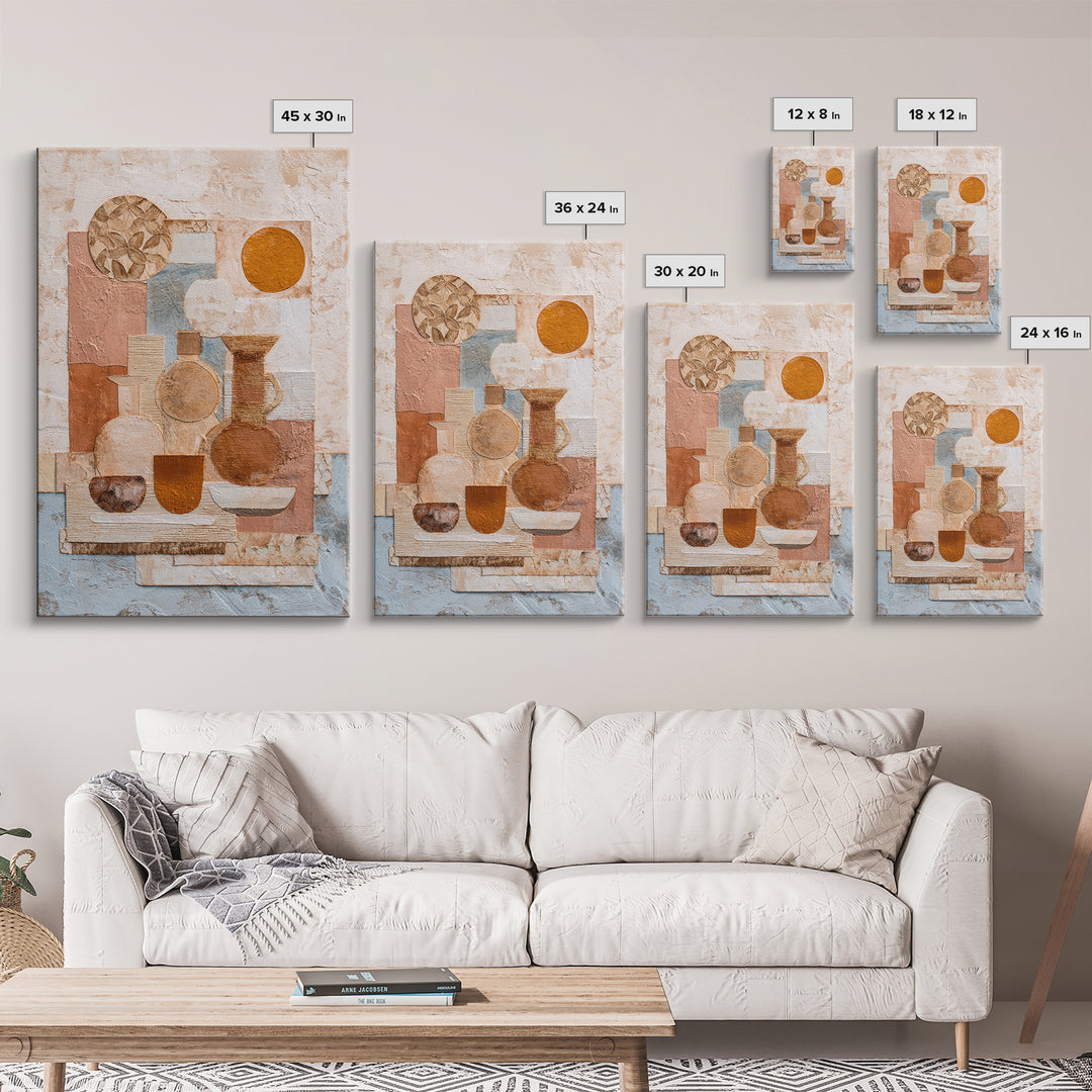 Organic Shape Collage Framed Canvas Print, Boho Art, Digital Art, Living Room Decor, Fine Art, Bohemian, Printable Art, BOH-2x3-56