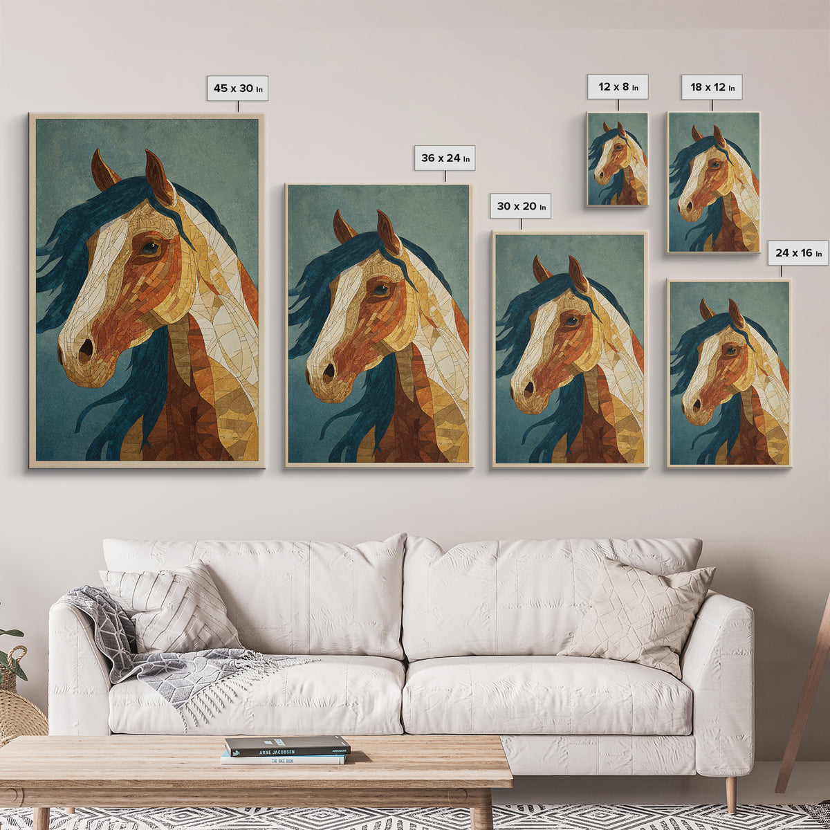 Wild Horse in Dusty Golden Light Framed Canvas Print, Boho Art, Wallart, Living Room Decor, Bohemian, Living Room Wall Art, BOH-2x3-64