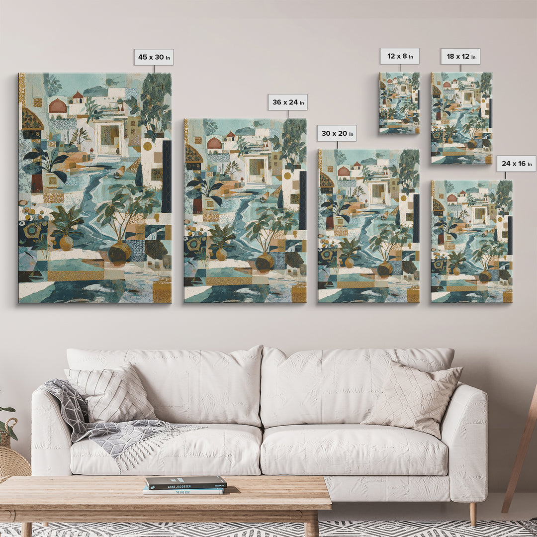 Earth Tone Mountain and River Abstraction Canvas Print, Boho Art, Wall Print, Living Room Decor, Bohemian, Minimalist Decor, BOH-2x3-67