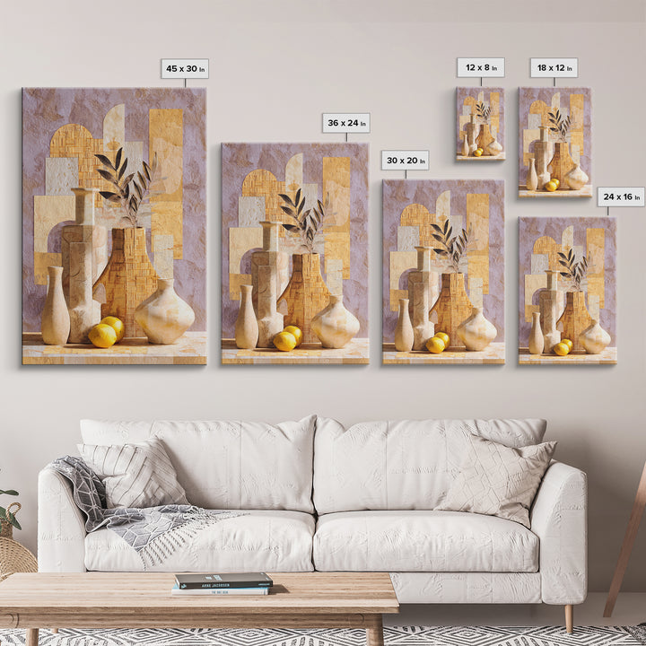 Organic Shape Collage Framed Canvas Print, Boho Art, Room Decor, Living Room Decor, Abstract Art, Bohemian, Printable, BOH-2x3-8