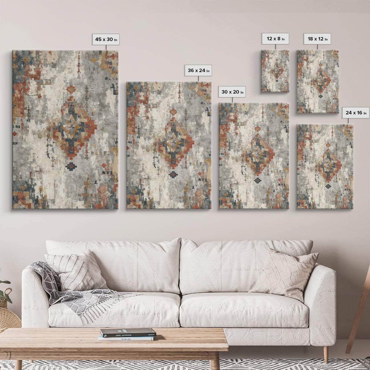 Tribal Neutral Pattern Framed Canvas Print, Boho Art, Printable Art, Living Room Decor, Fine Art, Bohemian, Neutral Decor, BOH-2x3-94