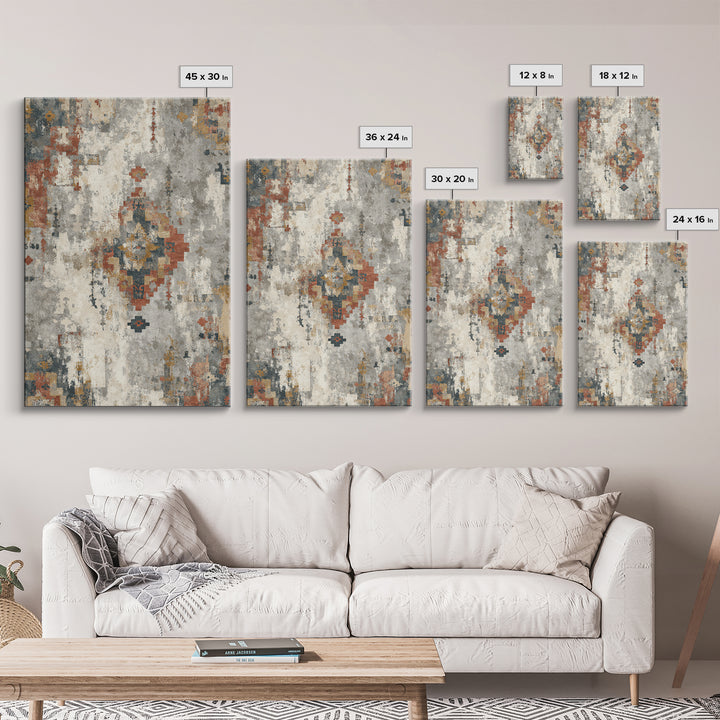 Tribal Neutral Pattern Framed Canvas Print, Boho Art, Printable Art, Living Room Decor, Fine Art, Bohemian, Neutral Decor, BOH-2x3-94