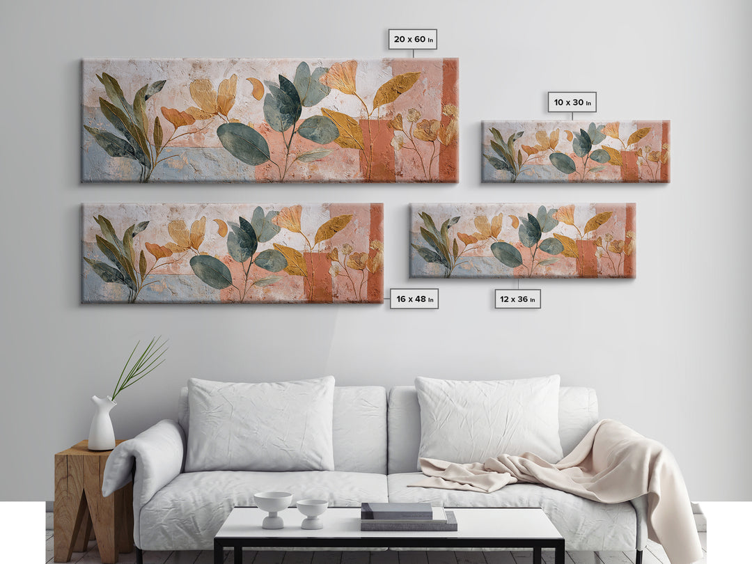Sage Green Eucalyptus and Crescent Moon Framed Canvas Print, Boho Art, Fine Art Print, Living Room Decor, Fine Art, Bohemian, BOH-3x1-15