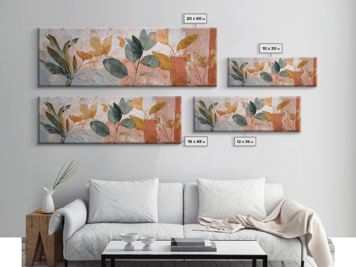 Sage Green Eucalyptus and Crescent Moon Framed Canvas Print, Boho Art, Fine Art Print, Living Room Decor, Fine Art, Bohemian, BOH-3x1-15