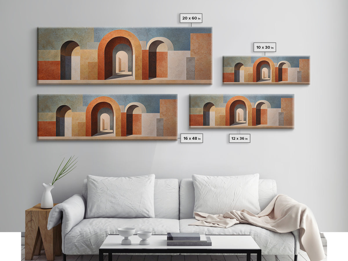 Neutral Rainbow Arches Canvas Print, Boho Art, Minimalist Decor, Living Room Decor, Abstract Art, Bohemian, Digital Wall Art, BOH-3x1-19