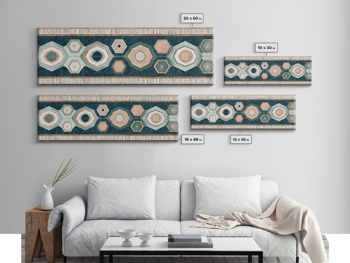 Macrame Geometric Fringe Pattern Framed Canvas Print, Boho Art, Contemporary Art, Living Room Decor, Abstract Art, Bohemian, BOH-3x1-23