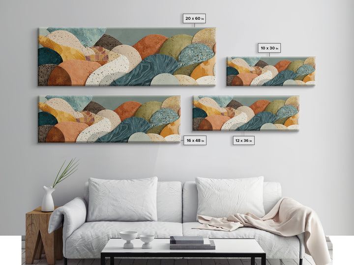 Abstract Clay Shapes Framed Canvas Print, Boho Art, Gallery Decor, Living Room Decor, Abstract Art, Bohemian, Home Decor, BOH-3x1-32