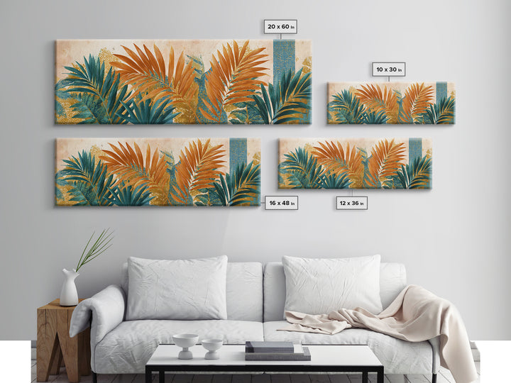 Terracotta Palm Leaves Canvas Print, Boho Art, Neutral Decor, Living Room Decor, Fine Art, Bohemian, Wall Decor, Prints, BOH-3x1-45