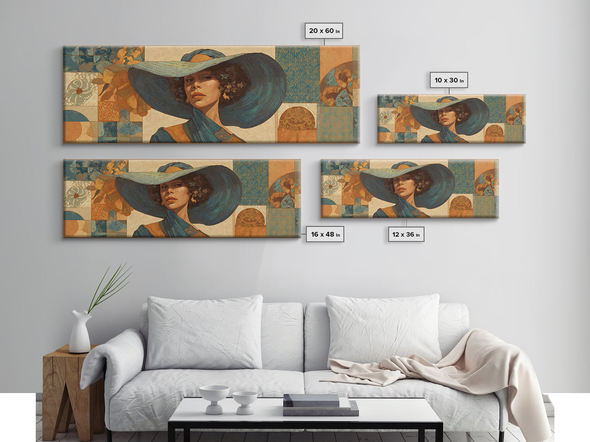 Desert Woman Portrait Framed Canvas Print, Boho Art, Digital Print, Living Room Decor, Oil Painting, Bohemian, Gallery Decor, BOH-3x1-79