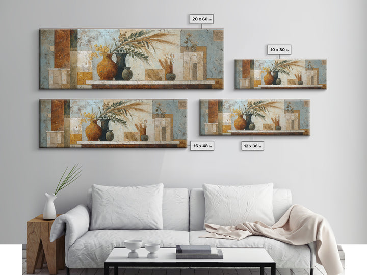 Bohemian Vase with Dried Pampas Grass Canvas Print, Boho Art, Art, Living Room Decor, Watercolor Art, Bohemian, Wallart, BOH-3x1-97