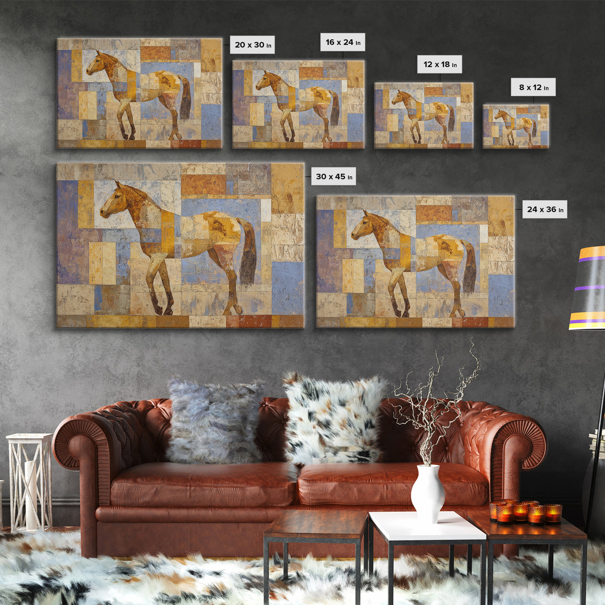 Wild Horse in Dusty Golden Light Canvas Print, Boho Art, Neutral Decor, Living Room Decor, Fine Art, Bohemian, Wall Decor, BOH-3x2-12