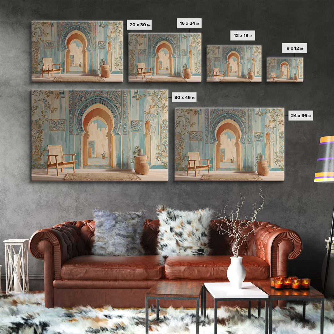 Hand Painted Moroccan Arch Framed Canvas Print, Boho Art, Room Decor, Living Room Decor, Fine Art, Bohemian, Printable, BOH-3x2-23