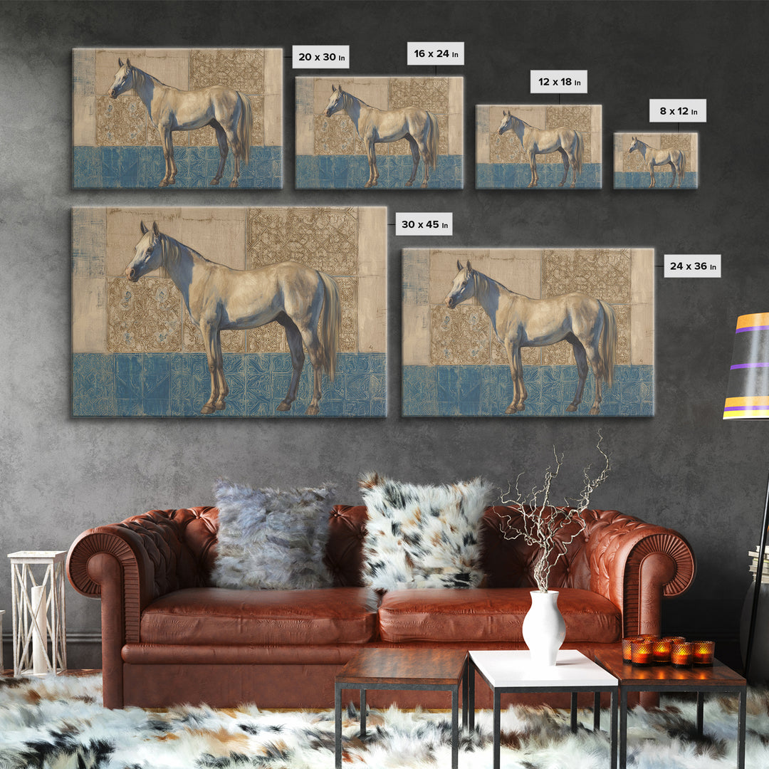 Wild Horse in Dusty Golden Light Framed Canvas Print, Boho Art, Room Decor, Living Room Decor, Fine Art, Bohemian, Printable, BOH-3x2-36