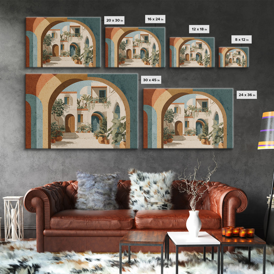 Neutral Rainbow Arches Framed Canvas Print, Boho Art, Boho Decor, Living Room Decor, Abstract Art, Bohemian, Textured Painting, BOH-3x2-55