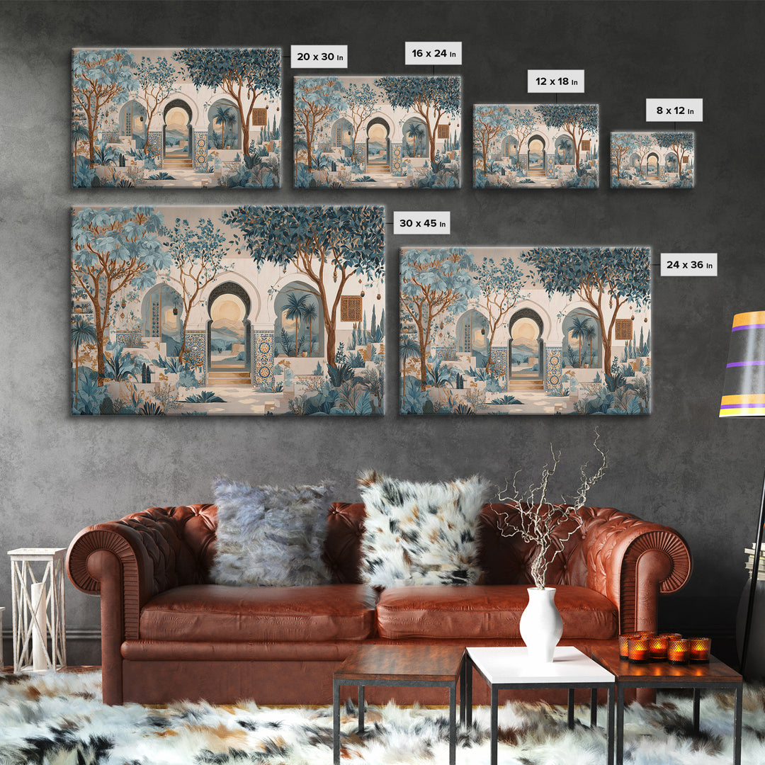Hand Painted Moroccan Arch Framed Canvas Print, Boho Art, Boho Wall Art, Living Room Decor, Bohemian, Statement Artwork, BOH-3x2-95