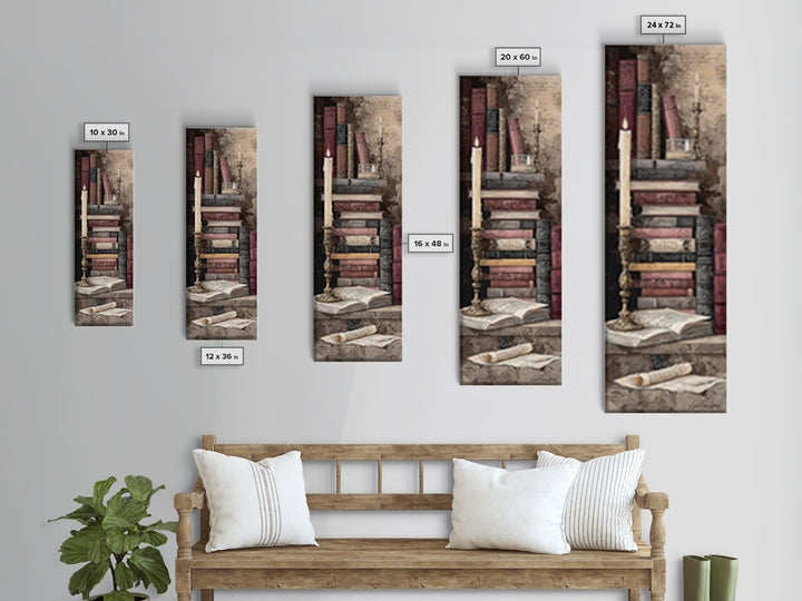Old Fountain Pen Beside Parchment and Books Canvas Print, Bookstore Art, Autumn Decor, Bookstore Decor, Fine Art, Literary, BOO-1x3-2