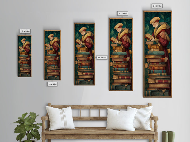 Renaissance Scholar Portrait Canvas Print, Bookstore Art, Home Decor, Bookstore Decor, Fine Art, Literary, Vertical Wall Art, BOO-1x3-35