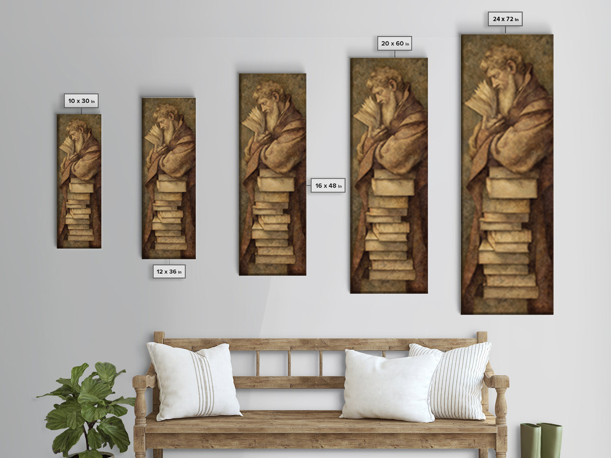 Renaissance Scholar Portrait Canvas Print, Bookstore Art, Bookish Decor, Bookstore Decor, Fine Art, Literary, Urban Wall Art, BOO-1x3-59