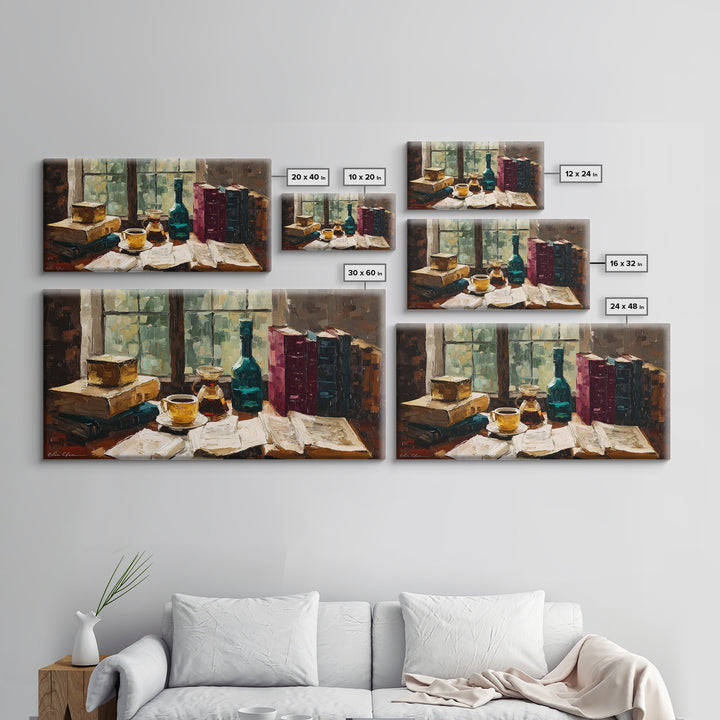 Rainy Day Reading Still Life Canvas Print, Bookstore Art, Contemporary Art, Bookstore Decor, Fine Art, Literary, Bookish Decor, BOO-2x1-41