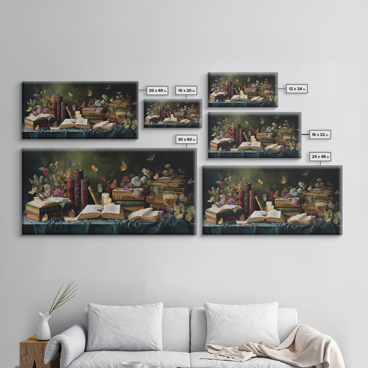 Open Book Releasing Painted Butterflies Canvas Print, Bookstore Art, Printable Wall Art, Bookstore Decor, Fine Art, Literary, BOO-2x1-48