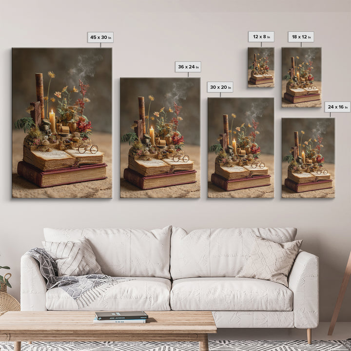Miniature Garden Growing from an Open Book Canvas Print, Bookstore Art, Digital Wall Art, Bookstore Decor, Literary, BOO-2x3-78