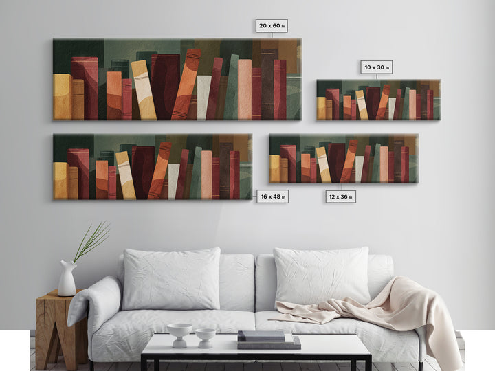 Book Cover Abstract Framed Canvas Print, Bookstore Art, Statement Artwork, Bookstore Decor, Abstract Art, Literary, BOO-3x1-23