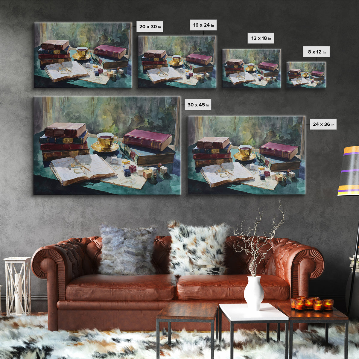 Rainy Day Reading Still Life Canvas Print, Bookstore Art, Vertical Wall Art, Bookstore Decor, Literary, Valentines Decor, BOO-3x2-1