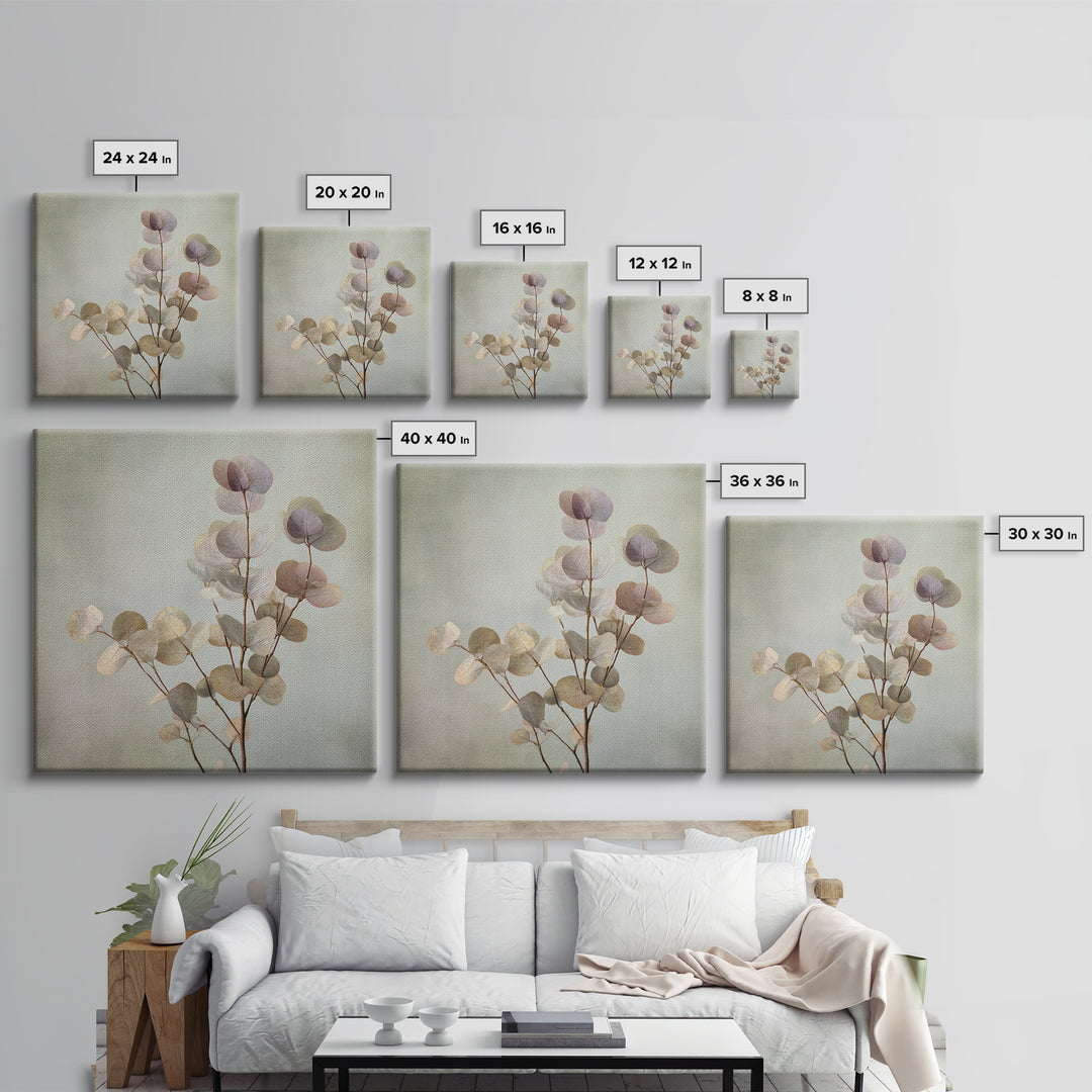 Eucalyptus Stems in Soft Sage Tones Canvas Print, Botanical Art, Gallery Decor, Living Room Decor, Fine Art, Botanic, BOT-1x1-59