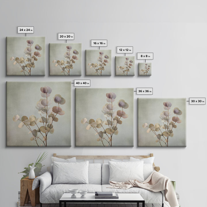 Eucalyptus Stems in Soft Sage Tones Canvas Print, Botanical Art, Gallery Decor, Living Room Decor, Fine Art, Botanic, BOT-1x1-59