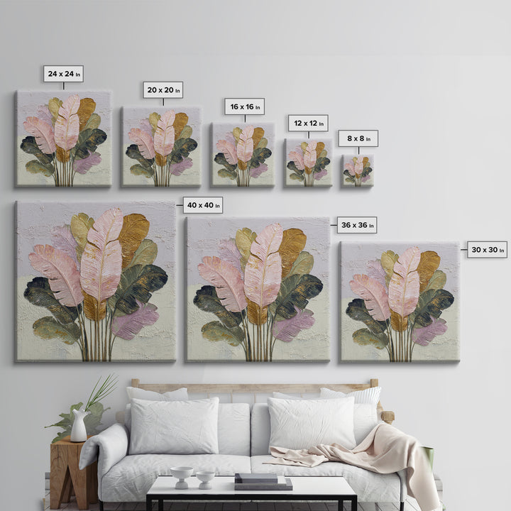 Tropical Banana Leaf Painted Framed Canvas Print, Botanical Art, Printable Wall Art, Living Room Decor, Oil Painting, Botanic, BOT-1x1-8
