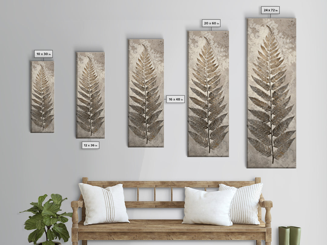 Fern Shadow Pattern on Plaster Surface Canvas Print, Botanical Art, Abstract Art, Living Room Decor, Fine Art, Botanic, BOT-1x3-11