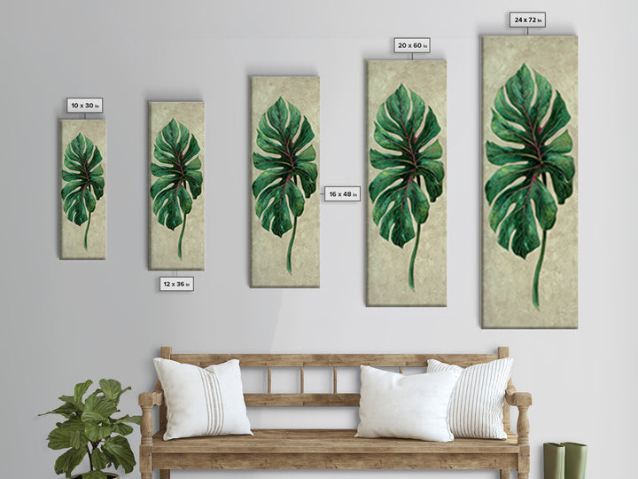 Oversized Monstera Leaf Canvas Print, Botanical Art, Gallery Decor, Living Room Decor, Fine Art, Botanic, Wall Art, Home Decor, BOT-1x3-14