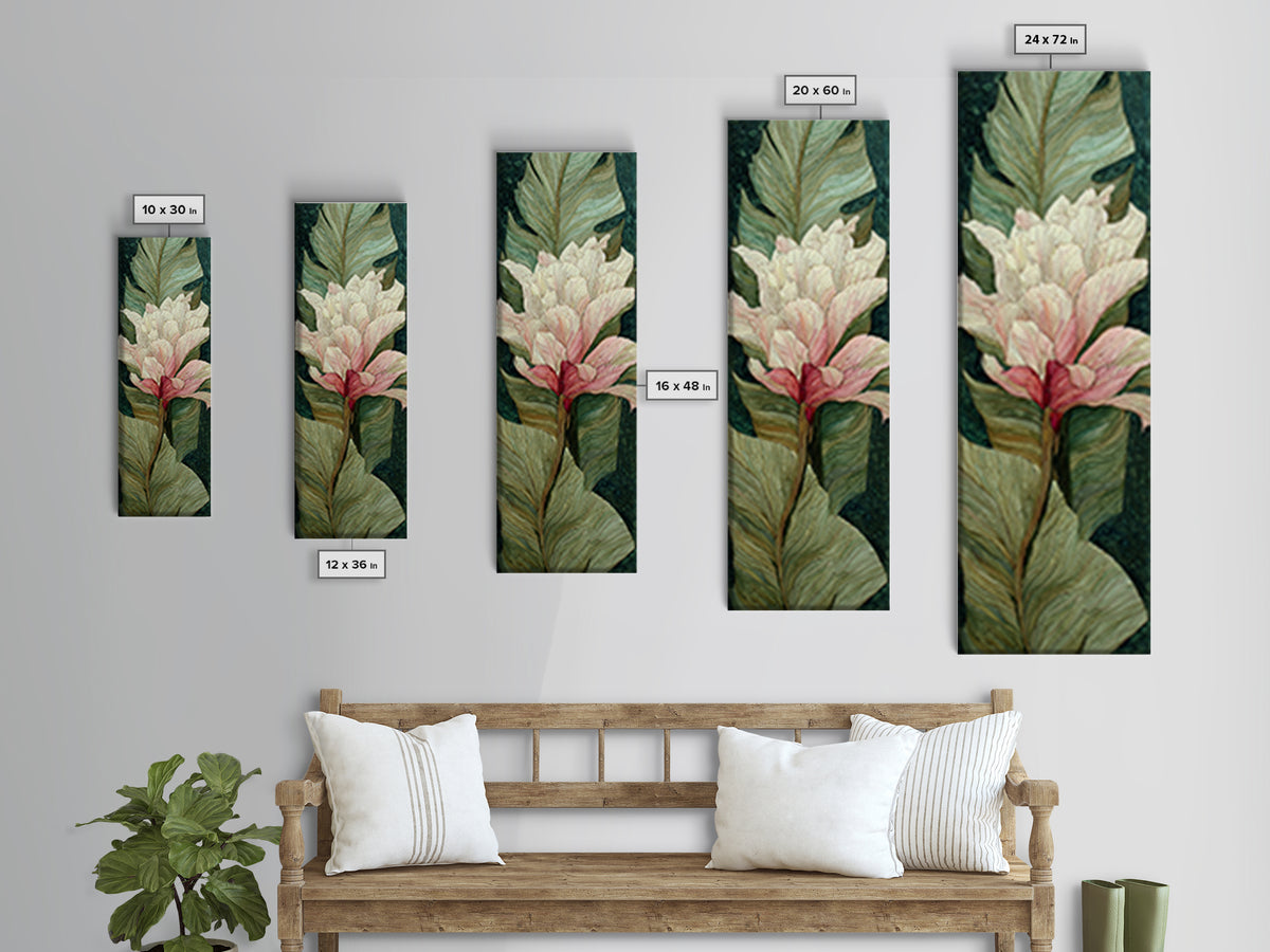 Tropical Banana Leaf Painted Framed Canvas Print, Botanical Art, Poster, Living Room Decor, Fine Art, Botanic, Art Nouveau, BOT-1x3-20