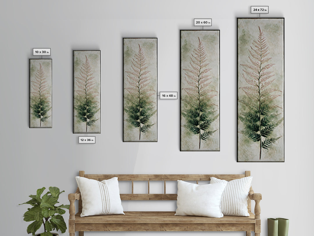Fern Shadow Pattern on Plaster Surface Canvas Print, Botanical Art, Home Gift, Living Room Decor, Botanic, Boho Wall Art, BOT-1x3-35