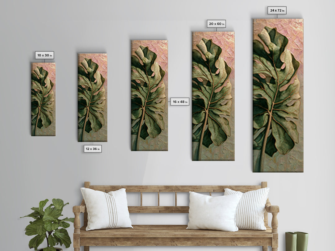 Oversized Monstera Leaf Canvas Print, Botanical Art, Gallery Decor, Living Room Decor, Fine Art, Botanic, Wall Art, Home Decor, BOT-1x3-38