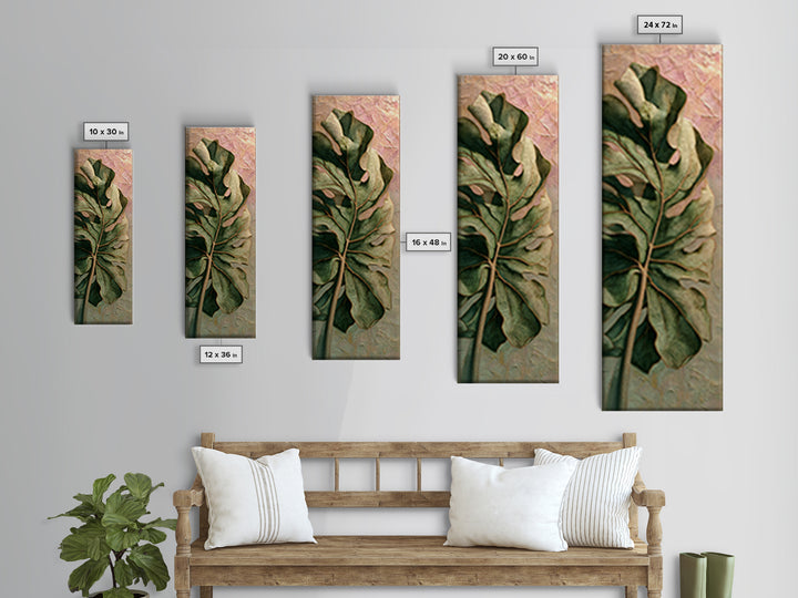Oversized Monstera Leaf Canvas Print, Botanical Art, Gallery Decor, Living Room Decor, Fine Art, Botanic, Wall Art, Home Decor, BOT-1x3-38