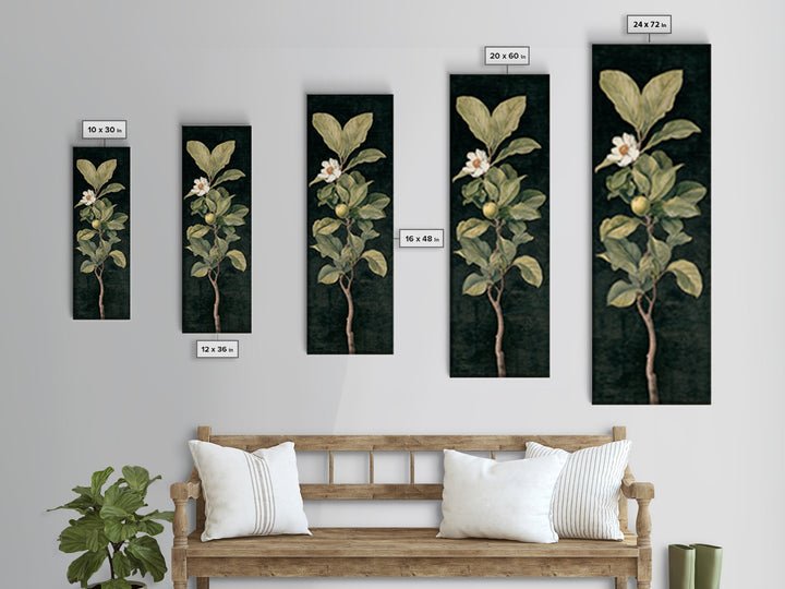Fig Branch with Fruit and Broad Leaves Canvas Print, Botanical Art, Modern Wall Art, Living Room Decor, Fine Art, Botanic, BOT-1x3-51