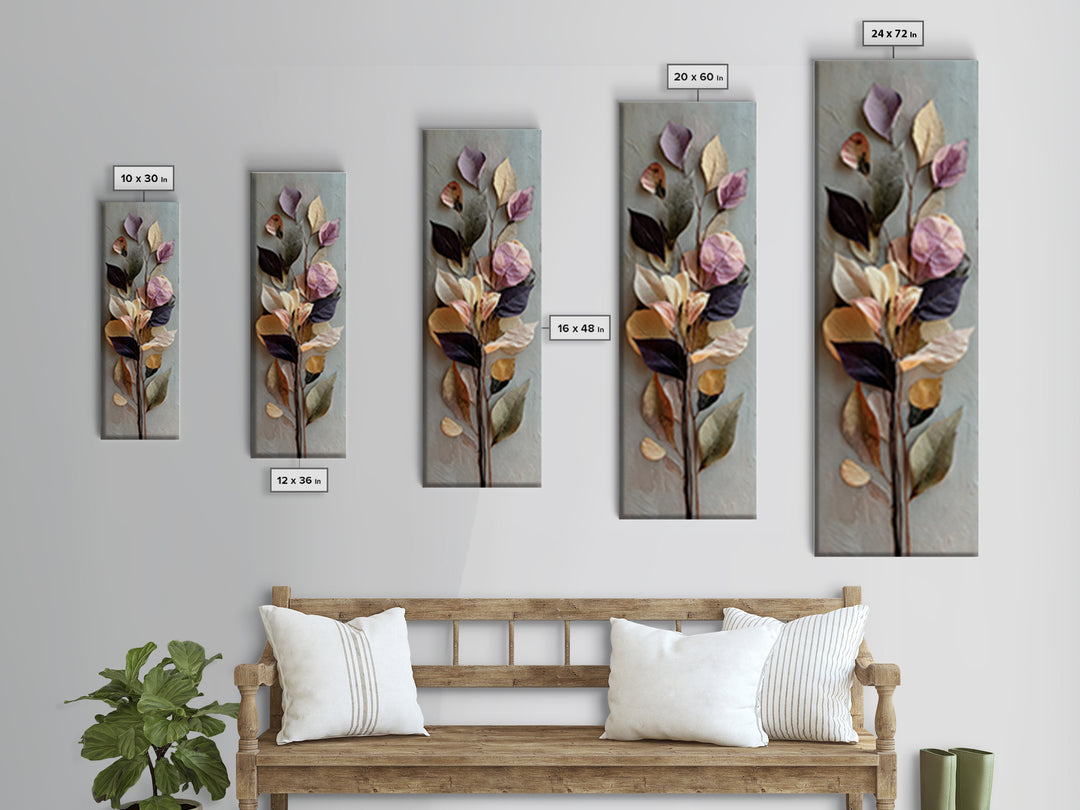 Autumn Leaves Specimen Collection Framed Canvas Print, Botanical Art, Living Room Decor, Watercolor Art, Botanic, BOT-1x3-8
