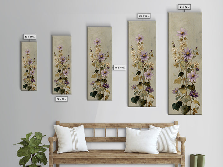 Delicate Wildflower Study Framed Canvas Print, Botanical Art, Statement Artwork, Living Room Decor, Fine Art, Botanic, BOT-1x3-87