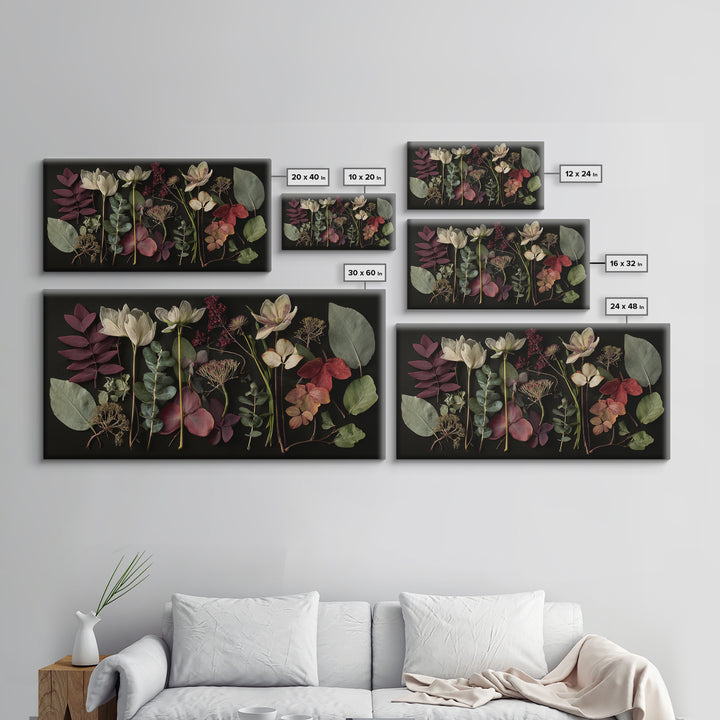 Autumn Leaves Specimen Collection Framed Canvas Print, Botanical Art, Fine Art Print, Living Room Decor, Watercolor Art, BOT-2x1-16