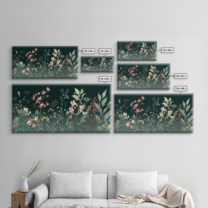 Delicate Wildflower Study Framed Canvas Print, Botanical Art, Wall Art Prints, Living Room Decor, Watercolor Art, Botanic, BOT-2x1-23