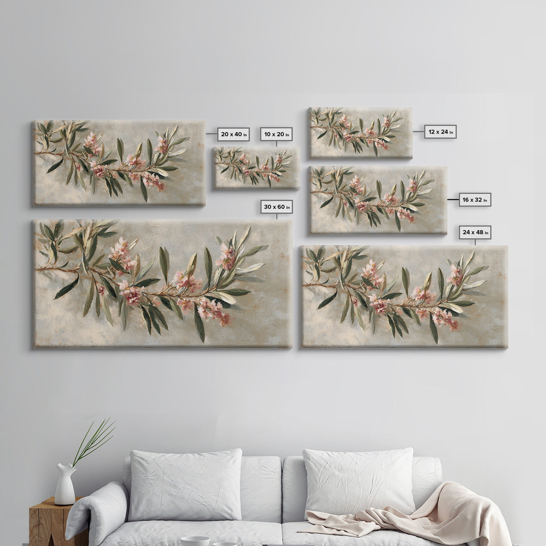 Single Olive Branch Framed Canvas Print, Botanical Art, Digital Wall Art, Living Room Decor, Oil Painting, Botanic, BOT-2x1-3
