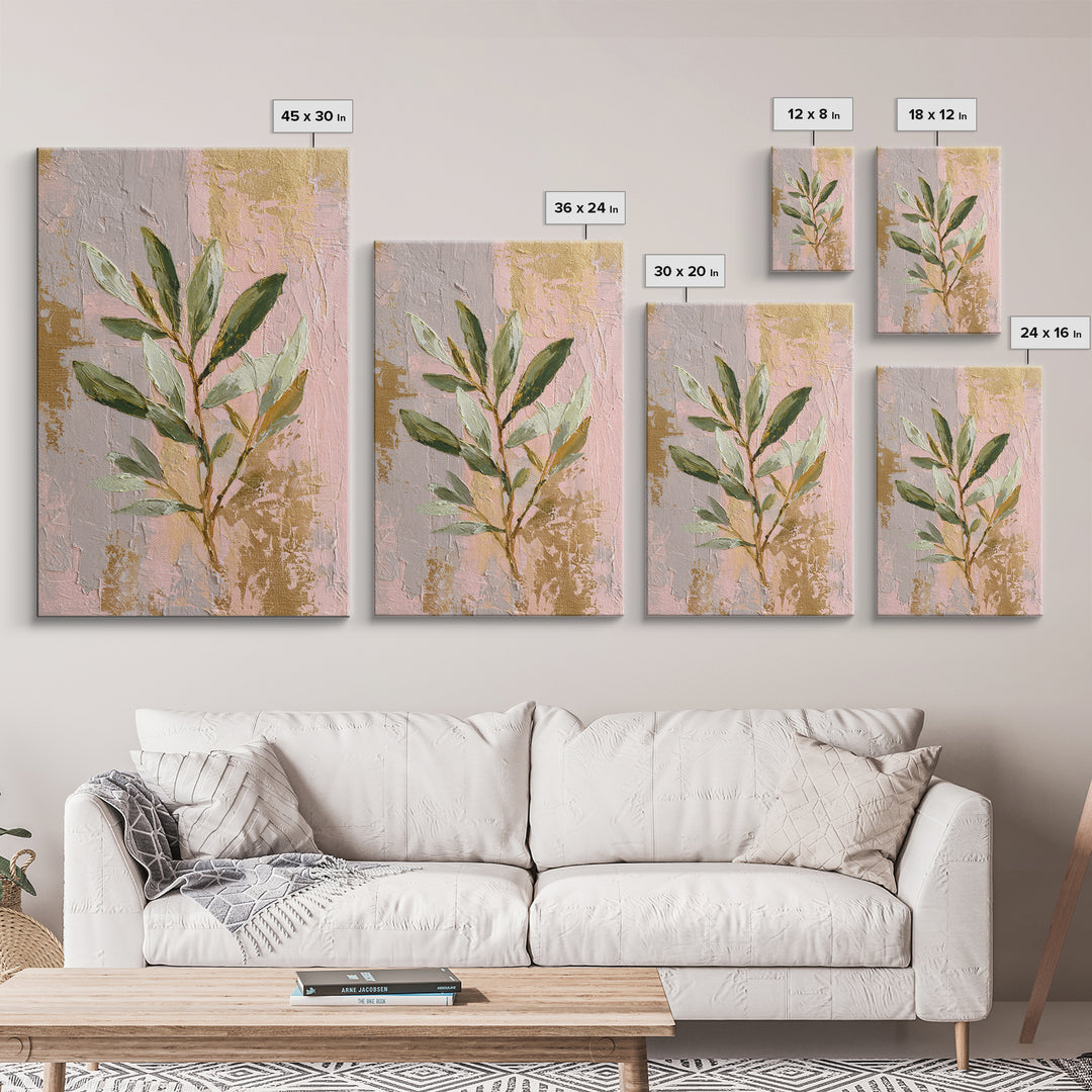 Single Olive Branch Canvas Print, Botanical Art, Minimalist Decor, Living Room Decor, Oil Painting, Botanic, Home Gift, BOT-2x3-15