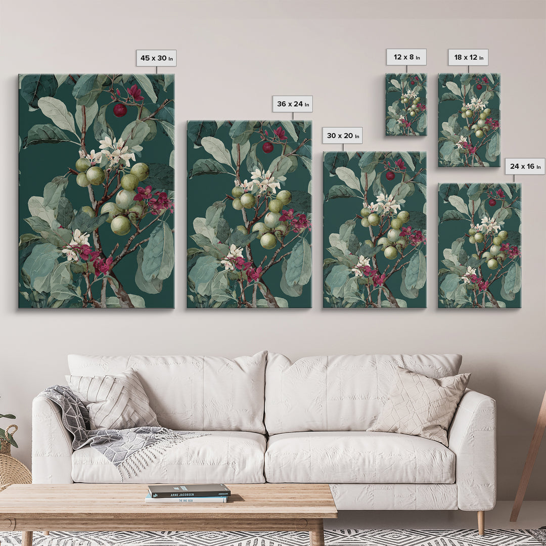 Fig Branch with Fruit and Broad Leaves Canvas Print, Botanical Art, Art Print, Living Room Decor, Fine Art, Botanic, BOT-2x3-23