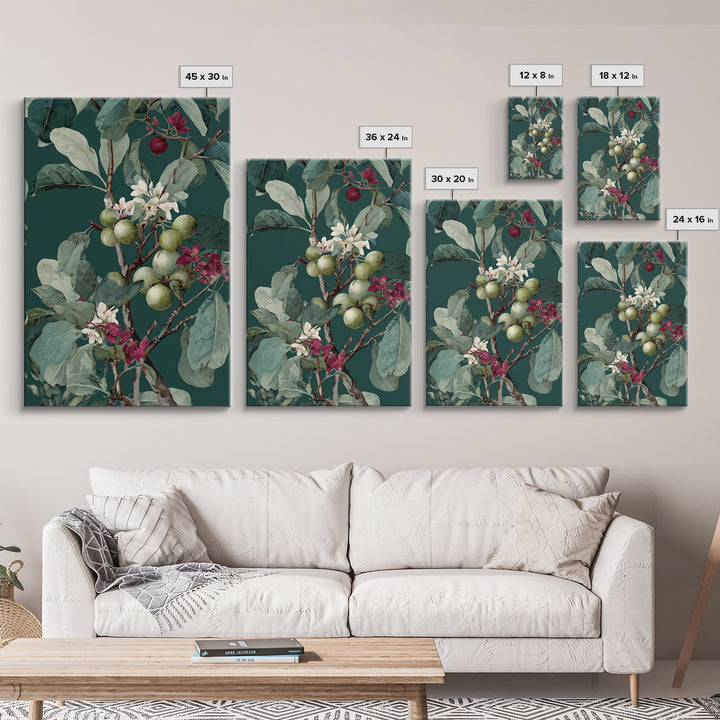 Fig Branch with Fruit and Broad Leaves Canvas Print, Botanical Art, Art Print, Living Room Decor, Fine Art, Botanic, BOT-2x3-23