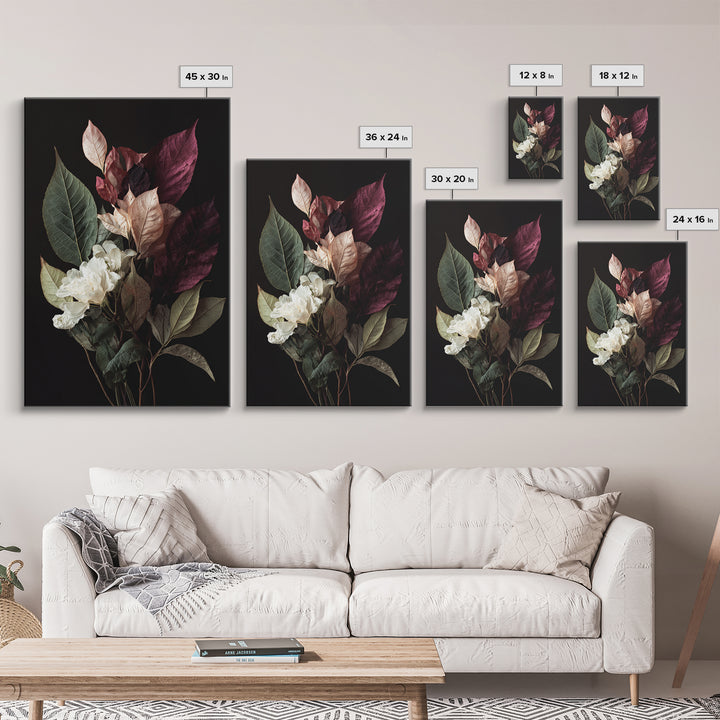 Autumn Leaves Specimen Collection Framed Canvas Print, Botanical Art, Living Room Decor, Watercolor Art, Botanic, BOT-2x3-4