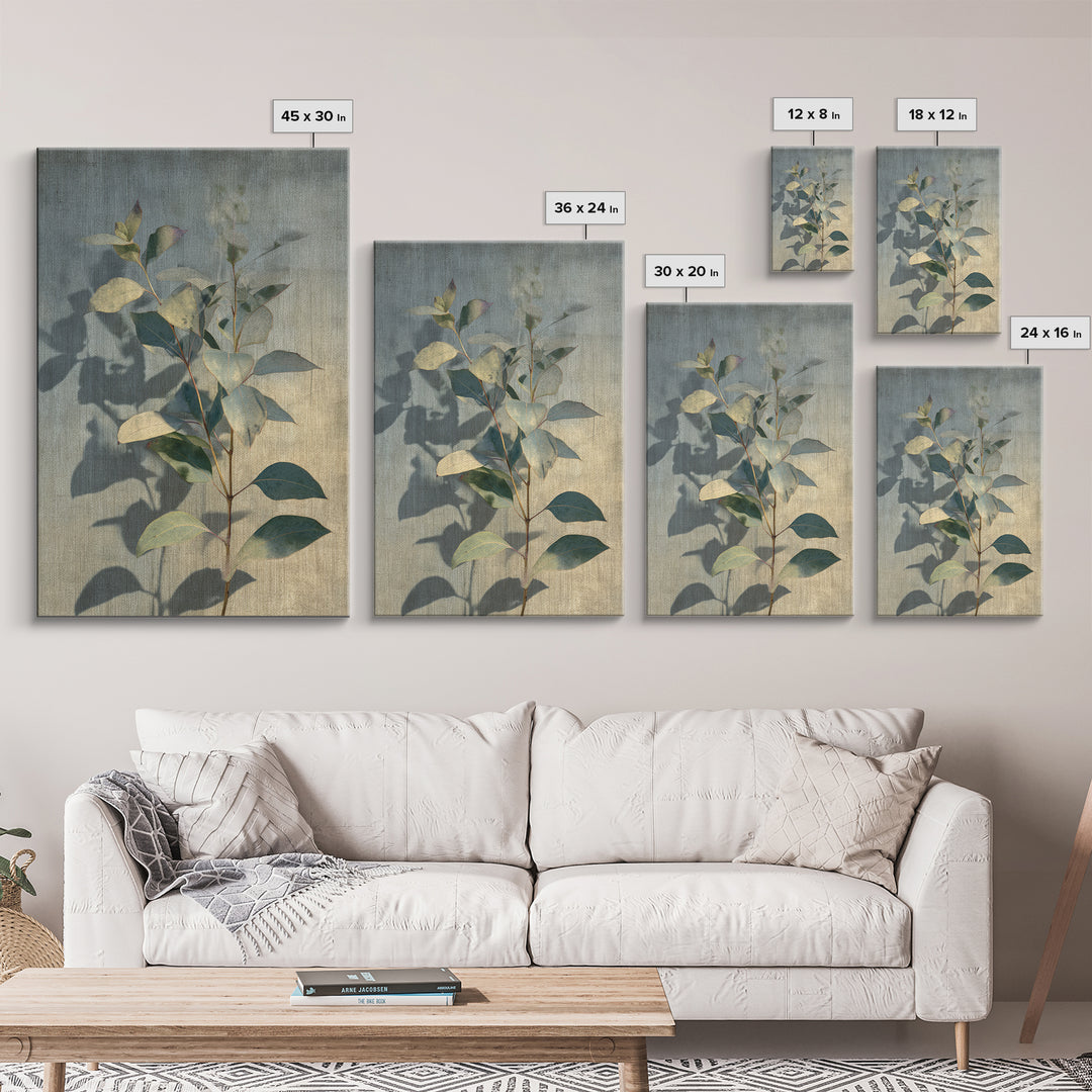Eucalyptus Stems in Soft Sage Tones Framed Canvas Print, Botanical Art, Home Gift, Living Room Decor, Fine Art, Botanic, BOT-2x3-43